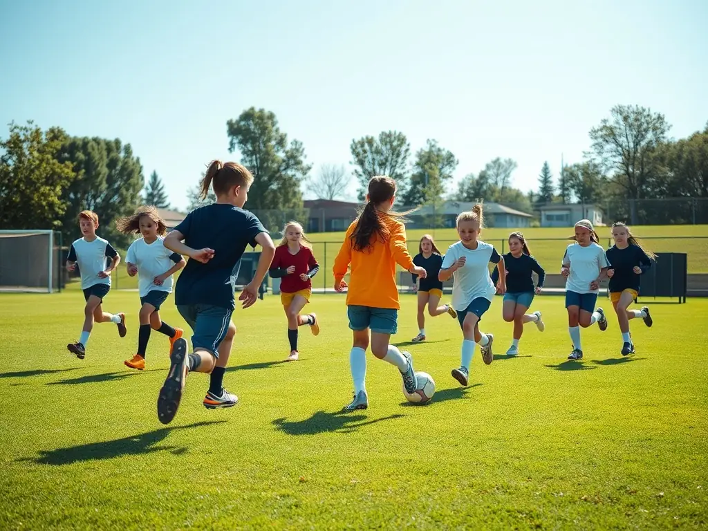 A dynamic image of students playing soccer on the college field, highlighting the excitement and camaraderie of the sport.