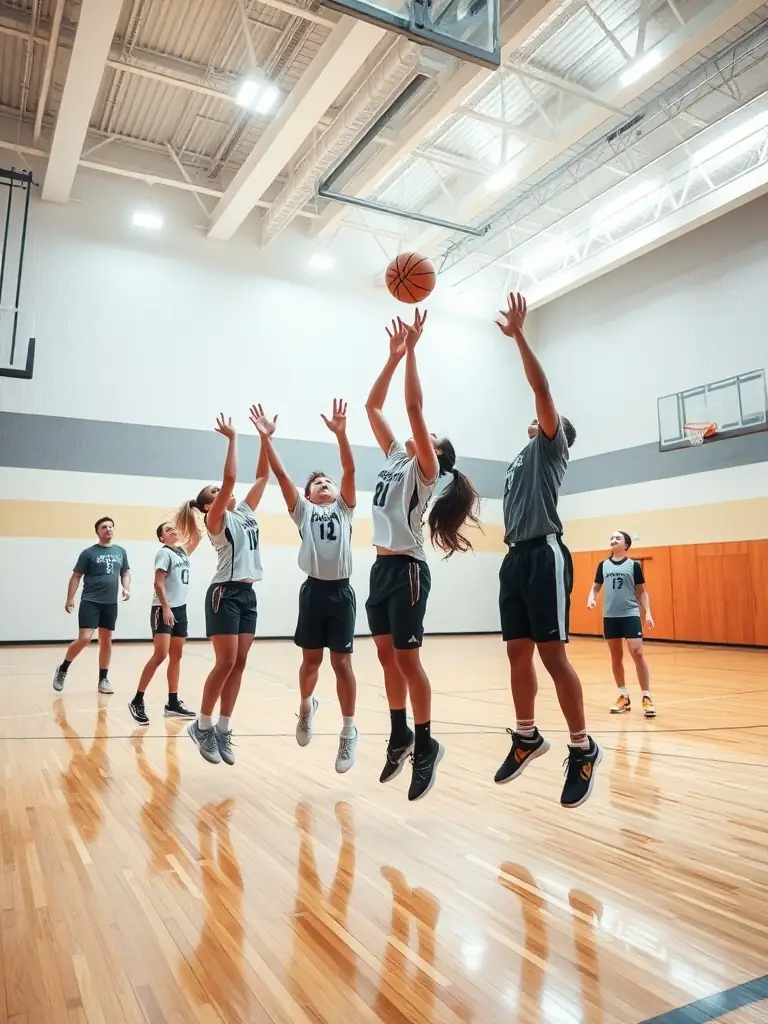 An action shot of students playing basketball during a school tournament, highlighting the competitive spirit and sportsmanship at ASS SPORTIVE COLLEGE.